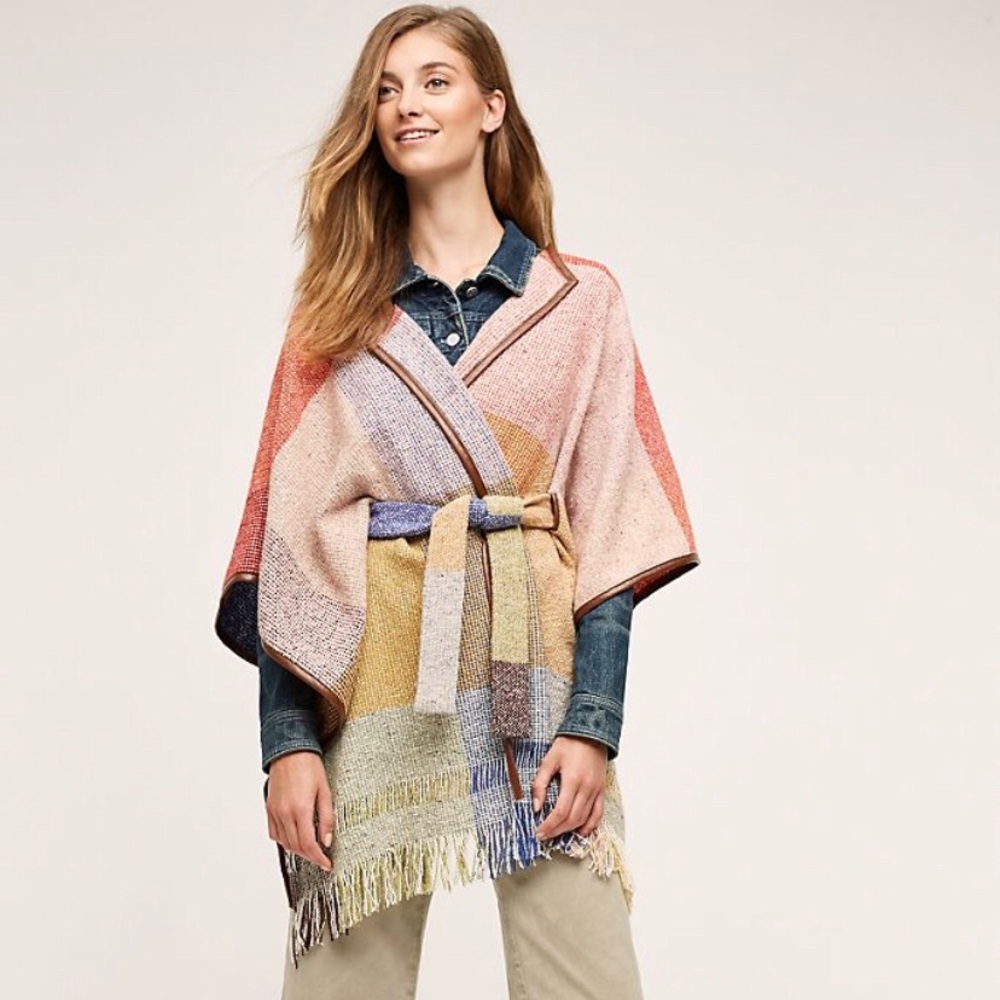 Anthropologie Nomad color pane poncho